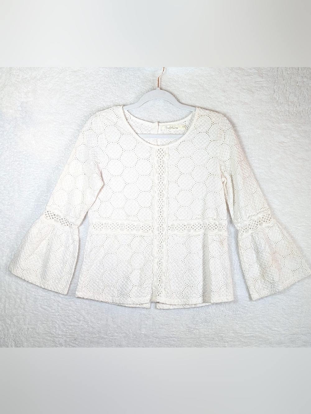 352-Solitaire Anthropologie Ivory Eyelet Sleeveless Top